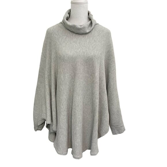 J.Jill Poncho Knit Sweater Mock Neck 3/4 Sleeve Neutral Gray size XS/Small - Picture 1 of 7